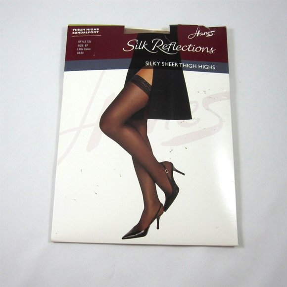 Lace Top Thigh Highs EF Little Color Hanes Silk Reflections Stockings Hose Sheer - Picture 1 of 4